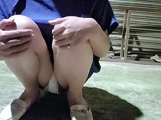 taiwanese crossdressing shemale pees roadside then jerks off with toy