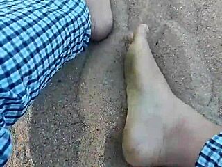 barefoot model sensory feet in sand footfetish nature vibes