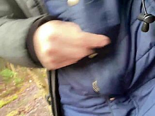 cute petite asian babe's tight pussy pisses water all over the rock outdoors
