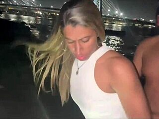 brazilian wife flashes tits fucked by african friend on beach sand