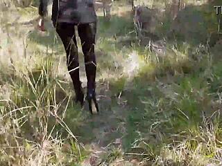 High Heels Stroll Turns Adventurous In Forest Paths
