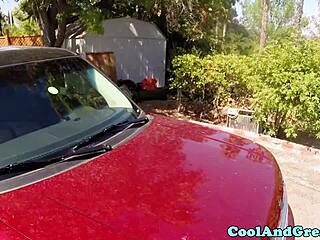 Damn, petite tattooed Morgan Lee deepthroats then gets fucked hard in the car!