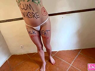 cum whore's fat curvy body marked slapped bound dominated in total humiliation bdsm