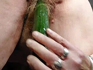 granny's hairy german pussy stuffed with cucumber slut style