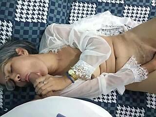 stepsister slurps thick cock in spanish and begs for semen creampie fill