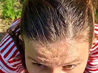 wanna see me fuck that wet brunette's sloppy mouth outdoors on a hot day?