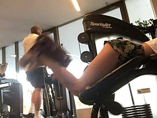 horny skinny gym babe workouts turn into sexy public fetish fucks