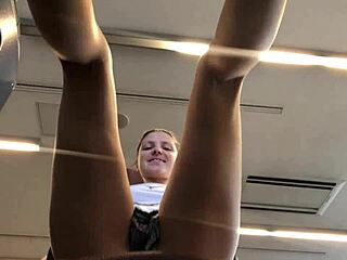 horny skinny gym babe workouts turn into sexy public fetish fucks