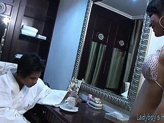 Thai tranny soapy massage turns anal pounding