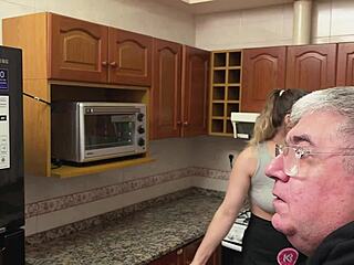 POV Ice Cream Guy Serves Dessert to Cute Blonde While Hubby Away