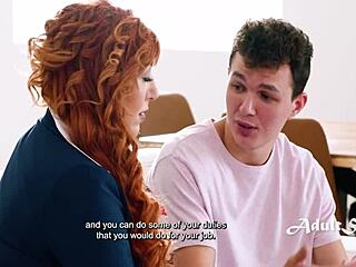 Red Head Flight Attendant Step Mom Helps Stepson Join The Mile High Club Lauren Phillips Josh Rivers