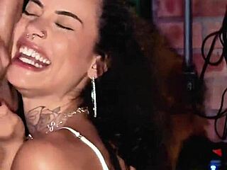 Brunette Latina Gags Hard During Sloppy Deepthroat with Natural Tits Swinging