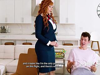 Red Head Flight Attendant Step Mom Helps Stepson Join The Mile High Club Lauren Phillips Josh Rivers