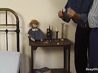 blonde german granny in stockings sucks cock then rides young guy hard
