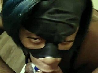 masked black milf lalola klitz slurps massive cock like a total pro