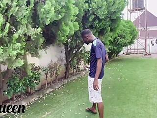Giant african cock gardener makes her squirt huge in garden doggystyle moaning