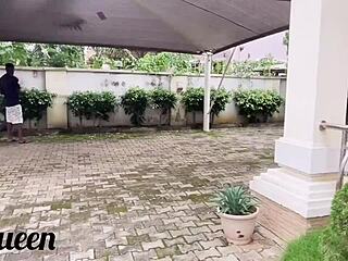 Giant african cock gardener makes her squirt huge in garden doggystyle moaning