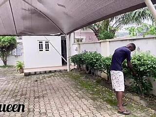 Giant african cock gardener makes her squirt huge in garden doggystyle moaning