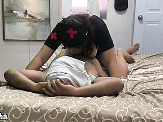 Oil Massage Turns into Epic Titty Sucking Blowjob from Asian Bunny Girl