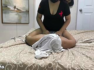 Oil Massage Turns into Epic Titty Sucking Blowjob from Asian Bunny Girl