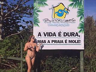 brazilian teen flashes big ass tits at naturist beach public nudist fun