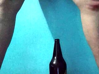 Curvy Latina Masturbates Richly with Bottle Dildo Licking Tattoo Vagina Juices