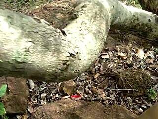 stranger saw stepmom peeing in forest then fucked her outdoors