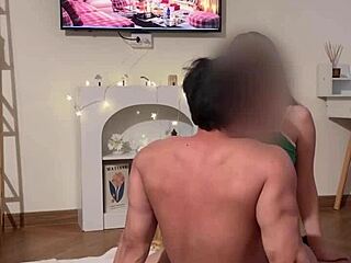 morning coffee leads to sensual couple sex after christmas