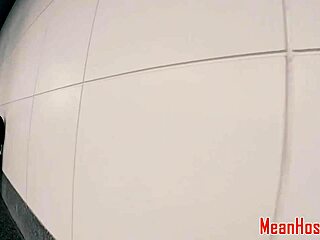 Gagging redhead teen gets banged in rough action