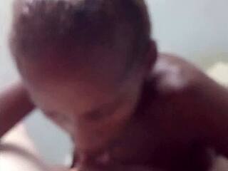Black pregnant 18 year old slut sucks tiny daddies cock and gets fucked