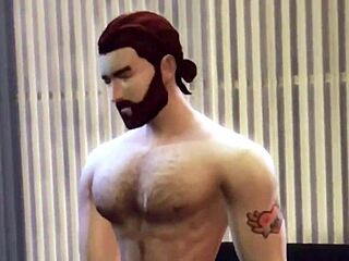Sims 4 hunks have threesome and cum