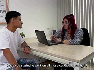 Colombian milf fucks student in office