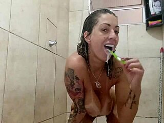 this milf takes a naughty bath and shows off