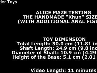 Alice tests handmade dildo with anal fisting