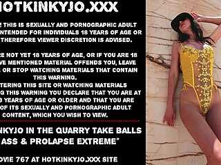 Hotkinkyjo In The Quarry Take Balls In Ass And Prolapse Extreme