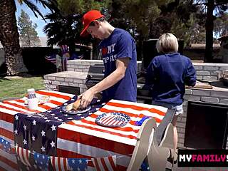 Stepdad and stepbrother fuck penelope at the 4th of july bbq.