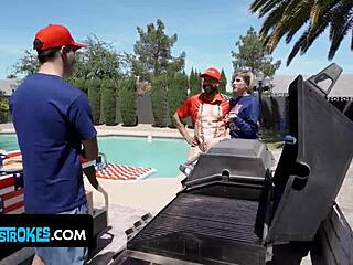 Penelope Gets Double Teamed By Stepdad And Stepbro Outdoors