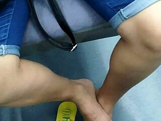 candid brazilian girl shoeplay flip flops