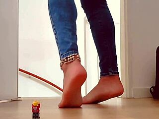 giantess maya traps little 18+ boy in her socks