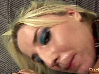 skinny blonde trista sucks and rides for facial