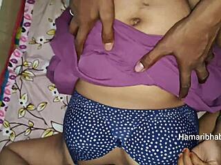 chubby aunty and young girl enjoy threesome doggy