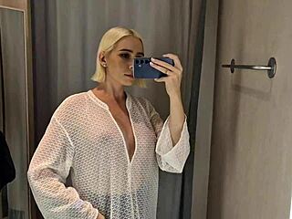 lets try on transparent clothes in mall fitting room