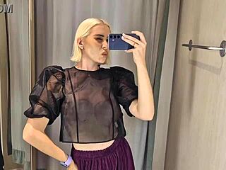 lets try on transparent clothes in mall fitting room