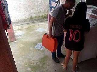 married housewife pays repairman with buttocks while husband away