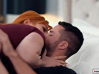 busty redhead stepmom tittyfucks stepson in bed