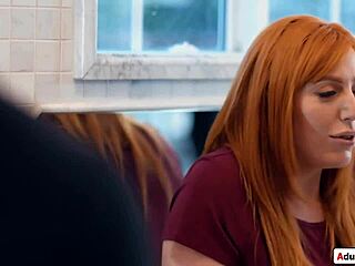 busty redhead stepmom tittyfucks stepson in bed