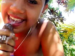 18yo latina teen gives public blowjob outside on the front lawn