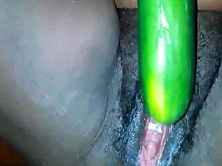 pregnant bbw fucks her pussy with big cucumber on camera