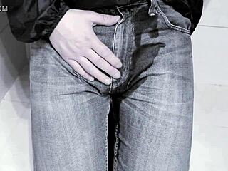 Pee in jeans in toilet