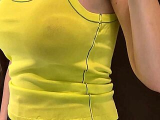 big tits in the dressing room try on sexy see-through outfit